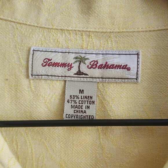 Tommy Bahama Shirt Mens Medium Linen Button Up Camp Palm Leaf Floral Casual - Picture 3 of 10
